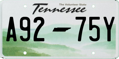 TN license plate A9275Y