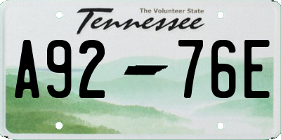 TN license plate A9276E