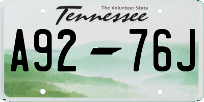 TN license plate A9276J
