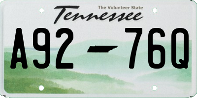 TN license plate A9276Q