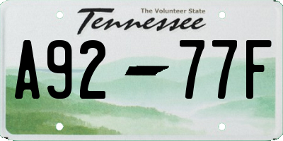 TN license plate A9277F