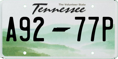 TN license plate A9277P