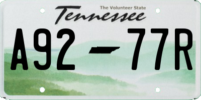TN license plate A9277R
