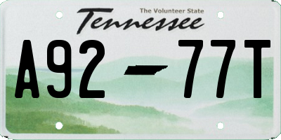 TN license plate A9277T
