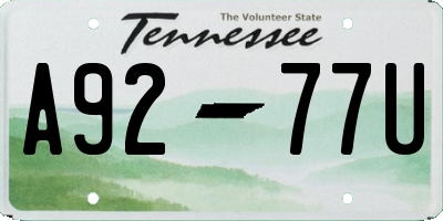 TN license plate A9277U