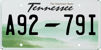 TN license plate A9279I