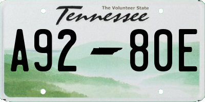 TN license plate A9280E
