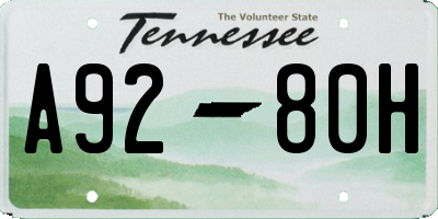 TN license plate A9280H
