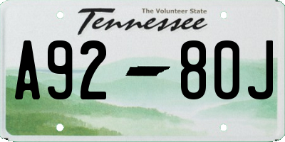 TN license plate A9280J