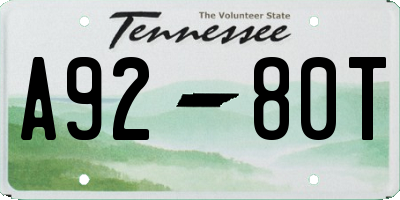 TN license plate A9280T