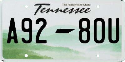 TN license plate A9280U