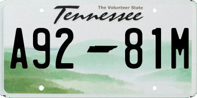 TN license plate A9281M
