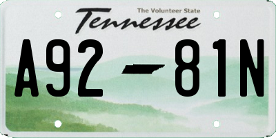 TN license plate A9281N