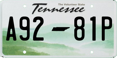 TN license plate A9281P