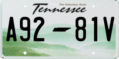 TN license plate A9281V