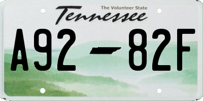 TN license plate A9282F