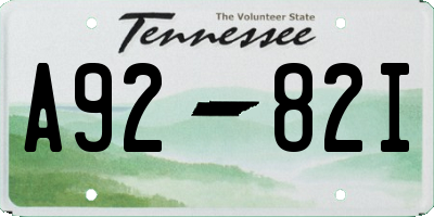 TN license plate A9282I