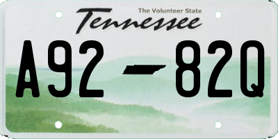 TN license plate A9282Q