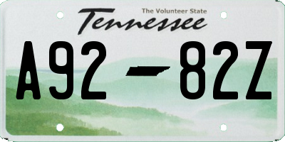 TN license plate A9282Z