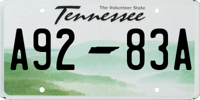 TN license plate A9283A