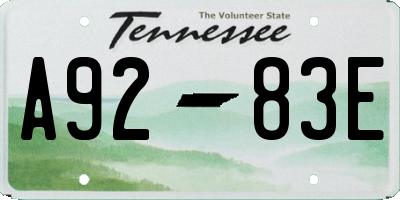 TN license plate A9283E