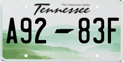 TN license plate A9283F