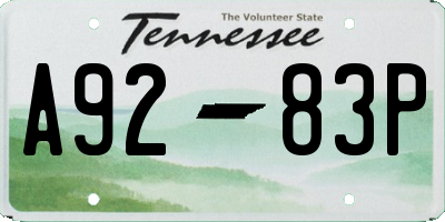 TN license plate A9283P