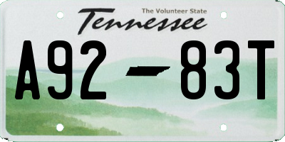 TN license plate A9283T