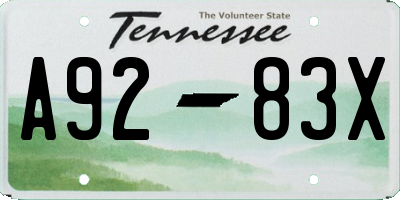 TN license plate A9283X