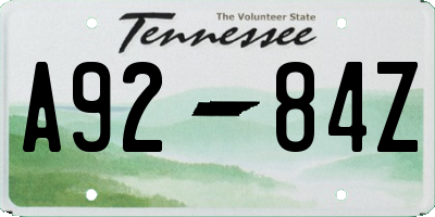 TN license plate A9284Z
