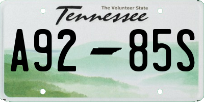 TN license plate A9285S