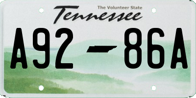 TN license plate A9286A