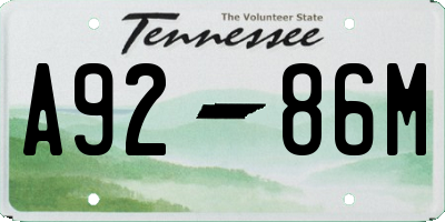 TN license plate A9286M