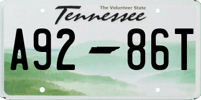 TN license plate A9286T