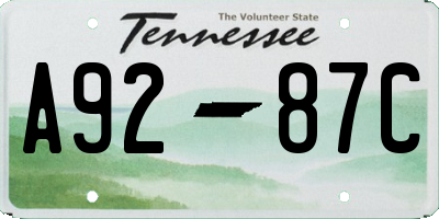 TN license plate A9287C