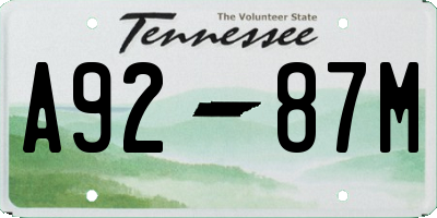 TN license plate A9287M