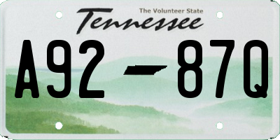 TN license plate A9287Q