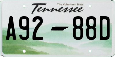 TN license plate A9288D