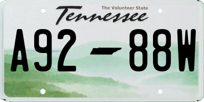 TN license plate A9288W