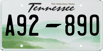 TN license plate A9289O