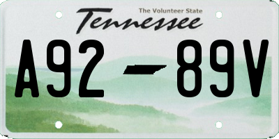 TN license plate A9289V