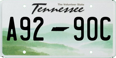 TN license plate A9290C