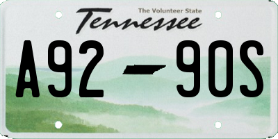 TN license plate A9290S