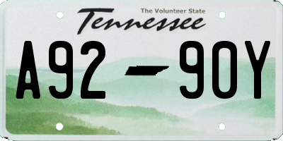 TN license plate A9290Y