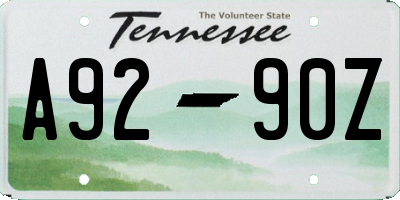 TN license plate A9290Z