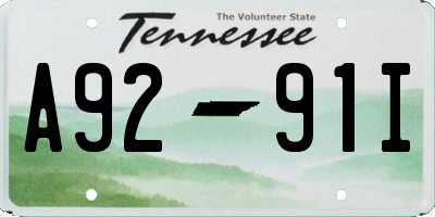TN license plate A9291I