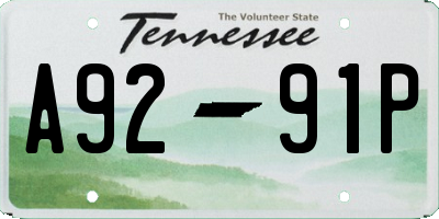 TN license plate A9291P