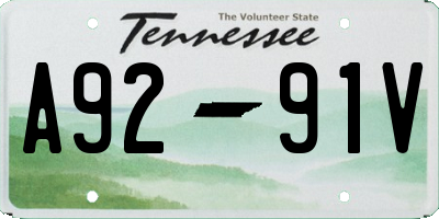 TN license plate A9291V