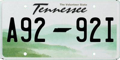 TN license plate A9292I