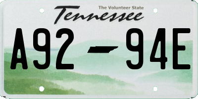 TN license plate A9294E
